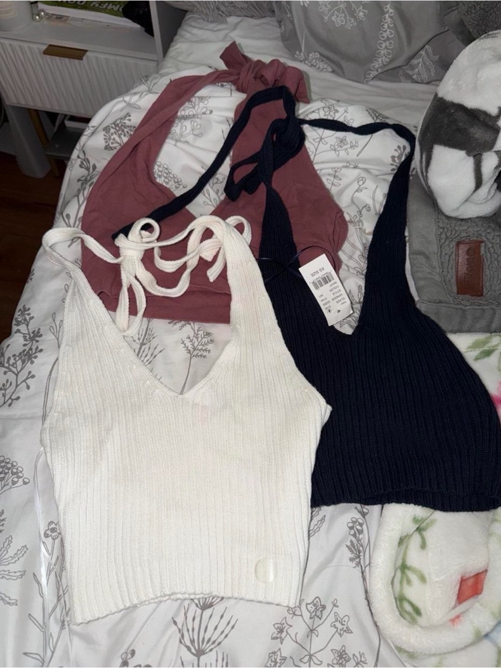 PacSun Ribbed Halter Tank Tops — White, Black, Mauve